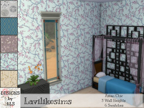Sims 4 — Asian Collection by lavilikesims — by Lavilikesims 3 wall heights 6 swatches (different patterns)