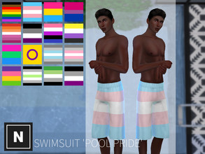 Sims 4 — netsims - pride - swim trunks by networksims — A simple pair of swimming trunks with sixteen pride flag designs.