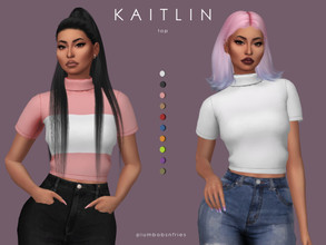 Sims 4 — KAITLIN | top by Plumbobs_n_Fries — New Mesh Short-Sleeve Turtle Neck Top Female | Teen - Elders Hot Weather