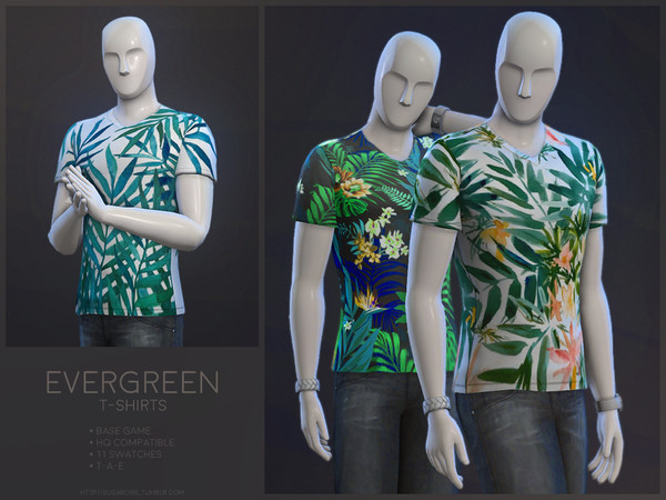 Sims 4 — Evergreen t-shirts by sugar_owl — - male t-shirts - base game compatible - HQ compatible - 11 swatches - T-A-E -
