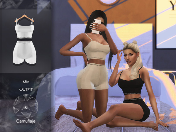 Sims 4 — Camuflaje - Mia (Set/Outfit) by Camuflaje — **Outfit** * New mesh * Compatible with the base game * HQ * All