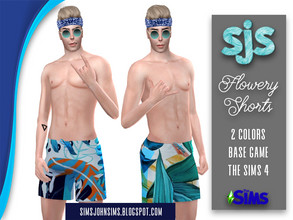 Sims 4 — Flowery Shorts by SimsJohnSims — - Flowery Shorts - 2 Colors - Base Game - The Sims 4