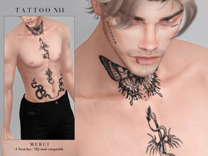 Sims 4 — Tattoo N14 by -Merci- — Tattoo is for both sexes from teen to elder. Have Fun!