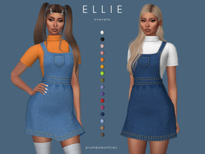 Sims 4 — ELLIE | overalls by Plumbobs_n_Fries — New Mesh Denim Overalls Dress Female | Teen - Elders Hot Weather Enabled