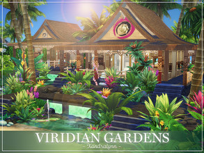 Sims 4 — Viridian Gardens by Xandralynn — Viridian Gardens is a tropical getaway that features multilevel pools,