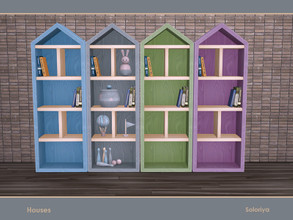 Sims 4 — Houses. Bookcase A by soloriya — Bookcase with books and functional shelves. Part of Houses set. 4 color