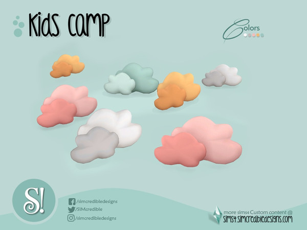 Sims 4 — Kids camping pillows by SIMcredible! — by SIMcredibledesigns.com available at TSR 4 colors variations
