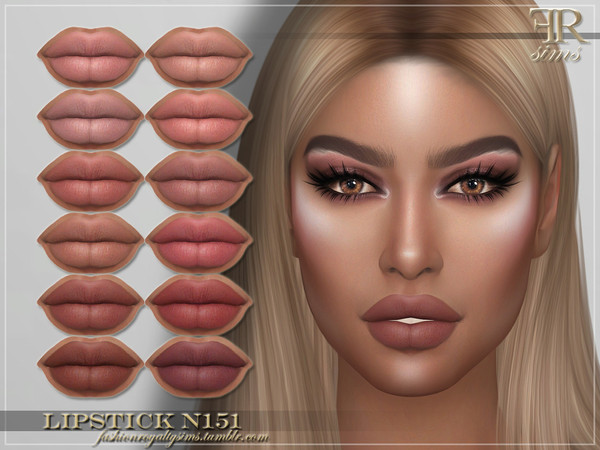 Sims 4 — Lipstick N151 by FashionRoyaltySims — Standalone Custom thumbnail 12 color options HQ texture Compatible with HQ