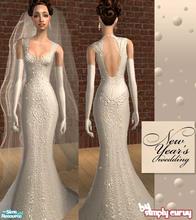 Sims 2 — New Year's Wedding Gown by SIMplyCurvy — A stunning, beaded platinum wedding gown and full matching gloves.
