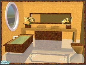 Sims 2 — Reflexsims Tadao Bath Brown/Gold by Eisbaerbonzo — Another stylish bathroom for your Sims. It\'s