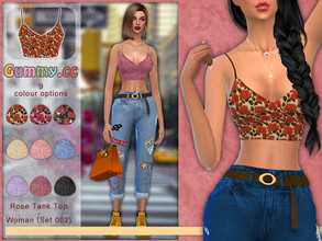 Sims 4 — Gummy Rose Pattered Tank Top (Set 002) by Gummycc — Thanks for your support! -Set 002 -Clothing (Top) -9