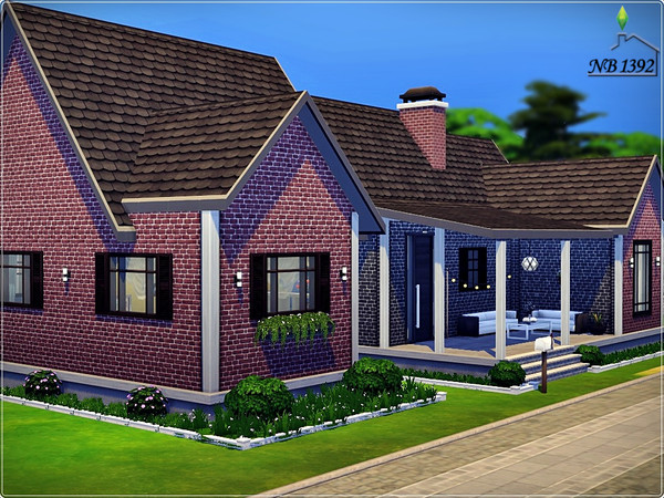 Sims 4 — Mon Asile (No CC!) by nobody13922 — A cozy family house, with a colorful and warm interior. Porch, vestibule,