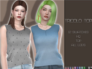 Sims 4 — Tricolo Top by PlayersWonderland — _HQ _Custom thumbnail _All LOD's _12 Swatches