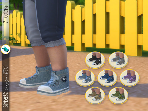 Sims 4 — Denim Sneakers by Birba32 — Only for toddlers. Comes in 7 colors, for boys and girls. You need Seasons EP.