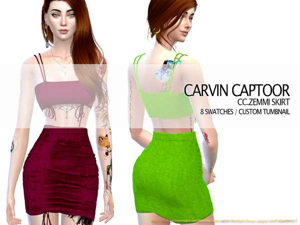 Sims 4 — CC.Zemmi Skirt by carvin_captoor — Created for sims4 Original Mesh All Lod 8 Swatches Don't Recolor And Claim