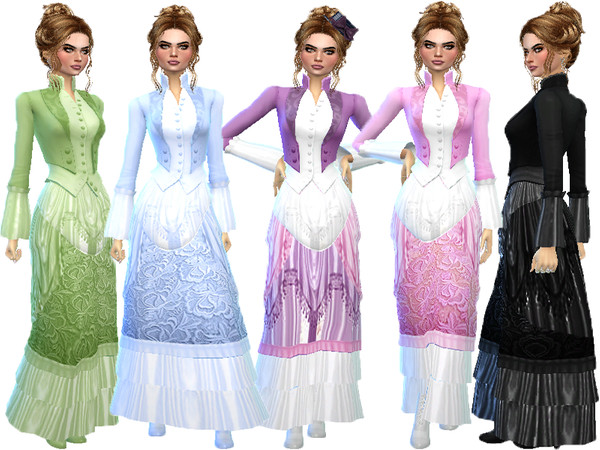 Sims 4 — Victorian dress (Get famous) by TrudieOpp — Victorian dress recolor in 5 colors
