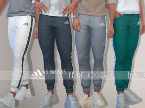 Sims 4 — Adidas Joggers 9096(for male) by Pinkzombiecupcakes — -Adidas Joggers 9096 available in 43 swatches. -CAS