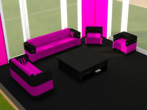 Sims 4 — Shades of Pink Living Room Set by BlackCat27 — This set has a choice of 3 colour combinations: black and pink,