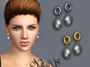 Sims 3 — NataliS TS3 Flat circle pearl drop earrings by Natalis — Flat circle pearl drop earrings. FT-FA-FE 