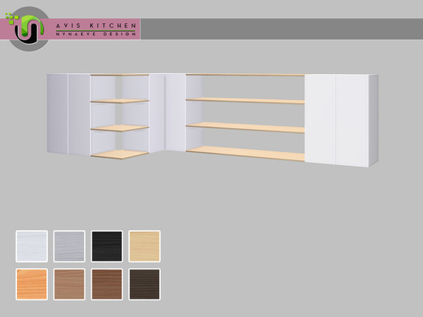 Sims 4 — Avis Kitchen Shelves by NynaeveDesign — Avis Kitchen Shelves Found under: Surfaces - Cabinets Price: 183 Tiles: