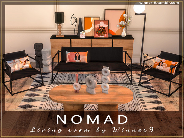 Sims 4 — Nomad Living Room by Winner9 — Minimal sleek looking living room set with natural vibes. This set contains: 1)