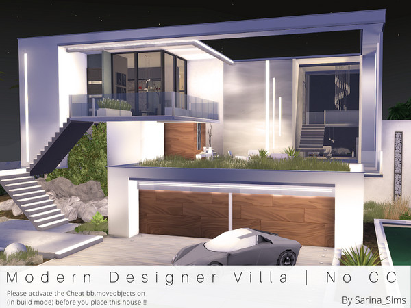 Sims 4 — Modern Designer Villa - No CC by Sarina_Sims — A very modern designer villa with a large outdoor area and 3