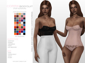 Sims 4 — Corrin Bodysuit - Top Version by Kouukie — -50 swatches -Base game compatible -Custom thumbnail