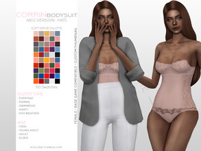 Sims 4 — Corrin Bodysuit - Accessory Version by Kouukie — -50 swatches -Base game compatible -Custom thumbnail