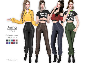 Sims 4 — AIMA - V.2 - Cuffed Cargo Pants by Helsoseira — Style : Cuffed ankles jogger cargo pants Name : AIMA version 2