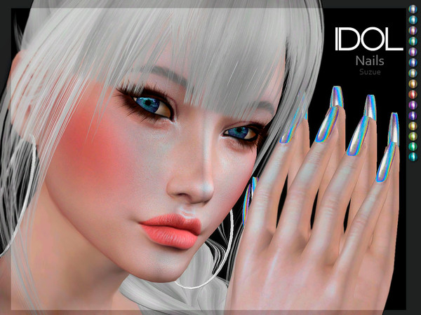 Sims 4 — Idol Nails by Suzue — -New Mesh (Suzue) -15 Swatches -For Female (Teen to Elder) -Ring Category -HQ Compatible