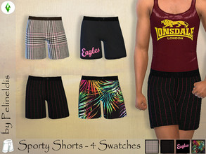 Sims 4 — Sporty Shorts by Pelineldis — Sporty Shorts for males in 4 different designs.