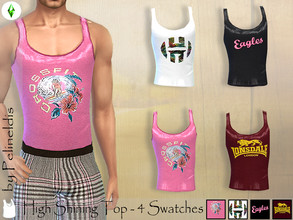 Sims 4 — High Shining Top by Pelineldis — A high shining tank top in 4 different designs.