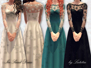 Sims 3 — Ice Saint Dress - YA/A by Lutetia — A long elegant and wintery dress with lace details ~ YA/A female ~