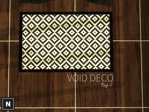 Sims 4 — netsims - void deco set - rug I by networksims — An area rug with various greyscale patterns and matching trim.
