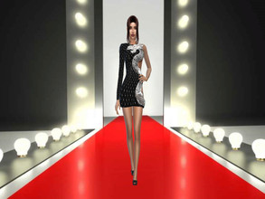 Sims 4 — CAS Background - Catwalk no. 1 by Nordica-sims — CAS Background with red catwalk with lights.