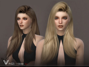 Sims 4 — WINGS-TZ0412 by wingssims — This hair style has 20 kinds of color File size is about 18MB Hope you like it!