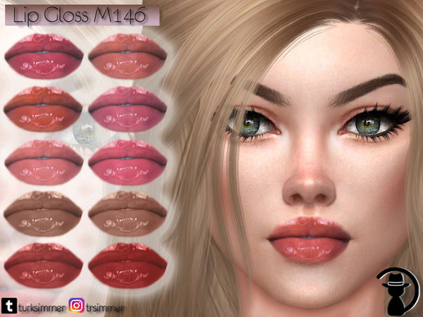 Sims 4 — Lip Gloss M146 by Daph's — 10 Swatches Works with all of skins Custom Thumbnail All ages For; Female