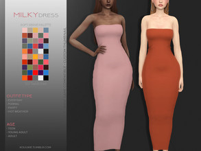 Sims 4 — Milky Dress by Kouukie — -50 swatches -Base game compatible -Custom thumbnail
