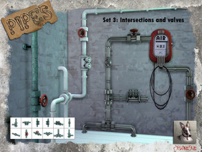 Sims 4 — Pipes 3 - Intersections and Valves by Cyclonesue — This is the third set from my new pipes wall-decoration