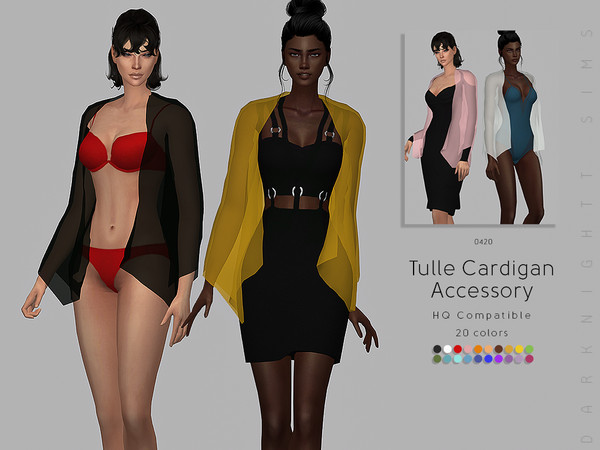 Sims 4 — Tulle Cardigan Accessory by DarkNighTt — Tulle Cardigan Accessory Have 20 colors. HQ mod compatible. Hope you