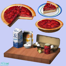 Sims 2 — Strawberry Cheesecake by Exnem — This is a delicious new strawberry cheesecake for your sims to cook. It will