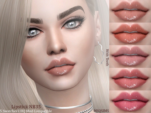 Sims 4 — Lipstick NB35 by MSQSIMS — - 5 Swatches - With Teeth - Female - Base Game - HQ Mod Compatible - Custom Thumbnail