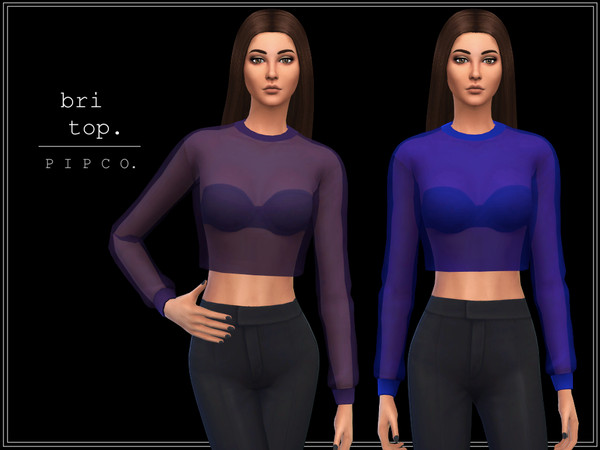 Sims 4 — Bri Top. by Pipco — A puffy, transparent top. 9 swatches base game compatible ea mesh edit all lods custom