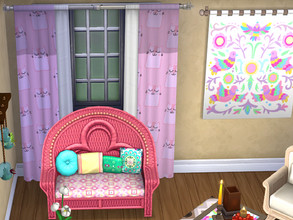 Sims 4 — Cat Curtains (Right) by AyameKoneko — Cute cat on your curtains, but these will not scratch it !