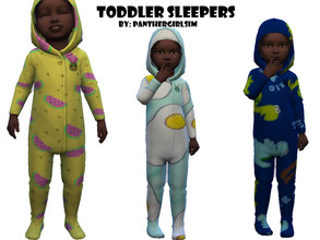 Sims 4 — Toddler Fun Sleeper by PantherGirlSim — Cute hooded sleepers for your toddlers 6 swatches Base Game Compatible