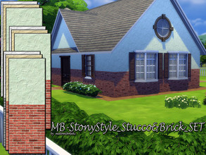 Sims 4 — MB-StonyStyle_Stucco&Brick_SET by matomibotaki — rought stucco siding set partly with and without lower