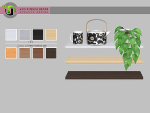 Sims 4 — Avis Shelf by NynaeveDesign — Avis Kitchen Decor - Shelf Found under: Surfaces - Displays Price: 183 Tiles: 1x1