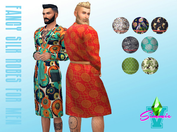 Sims 4 — SimmieV Fancy Silk Robes for Men by SimmieV — Men deserve a few luxuries in these trying times of home
