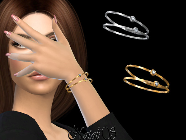 Sims 4 — NataliS_Double wire bracelet with diamond by Natalis — Double wire bracelet with diamond. FT-FA-FE 2 colors.