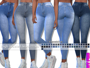 Sims 4 — PZC-High Waisted Denim Jeans777980 by Pinkzombiecupcakes — -43 swatches -CAS custom thumbnail included
